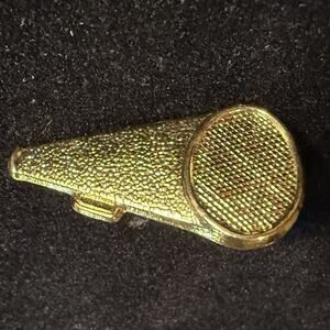 VTG Megaphone Lapel Pin Cheer Cheerleader Letterman Gold Tone Collectible USA